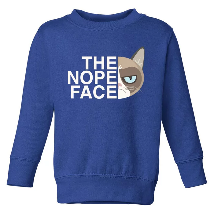 The Nope Face Funny Lazy Cat Joke Gift And Meaningful Gift Toddler Sweatshirt