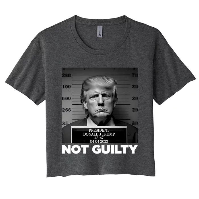 Trump Not Guilty Mug Shot Free Trump I Stand With Trump Women's Crop Top Tee