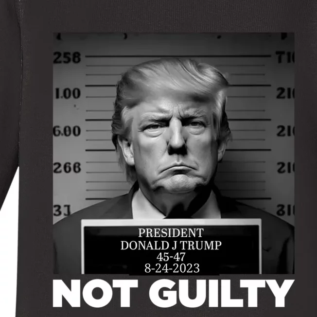 Trump not guilty Trump 2024 Mugshot Baby Long Sleeve Bodysuit