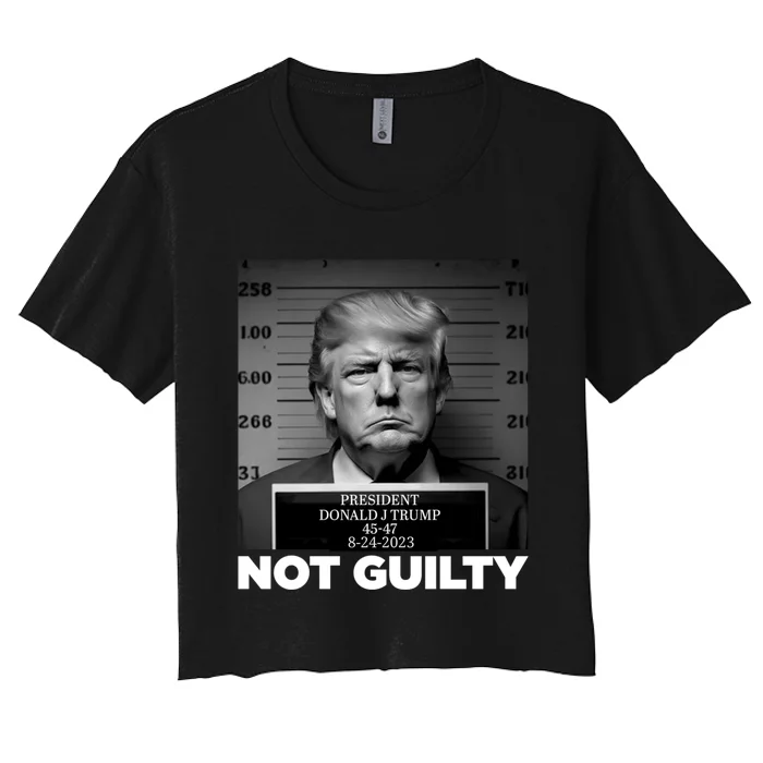 Trump not guilty Trump 2024 Mugshot Women's Crop Top Tee