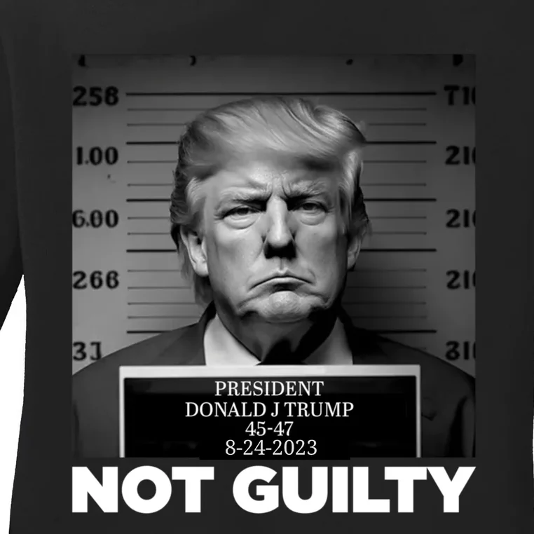 Trump not guilty Trump 2024 Mugshot Ladies Long Sleeve Shirt