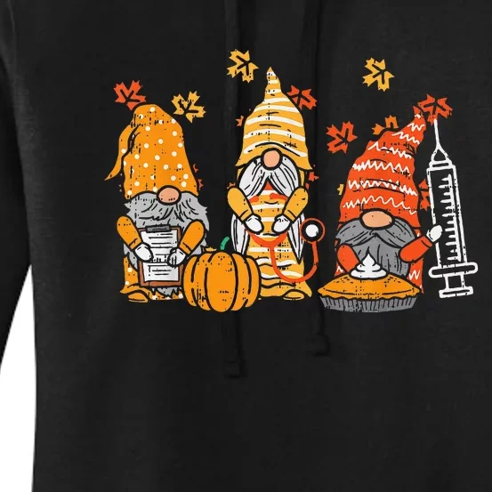 Thanksgiving Nurse Gnomes Fall Scrub Top Autumn Rn Women Women's Pullover Hoodie