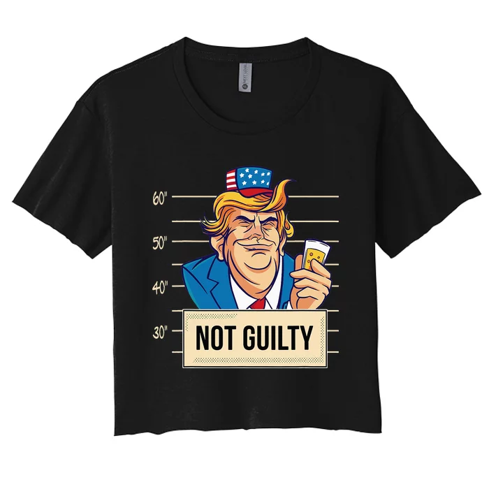 Trump Not Guilty 2024 Elect President Trump Election Mugshot Women's Crop Top Tee