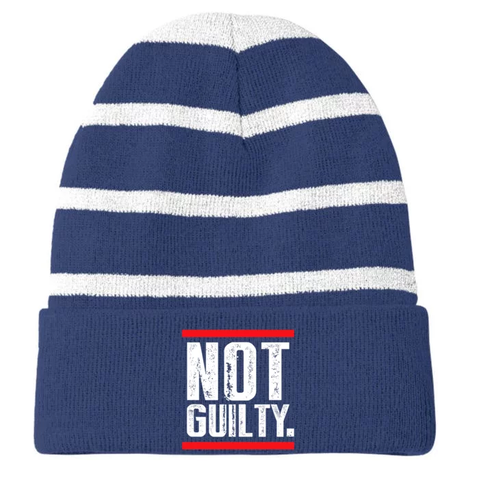 Trump Not Guilty Support Trump, Free Donald Trump Striped Beanie with Solid Band