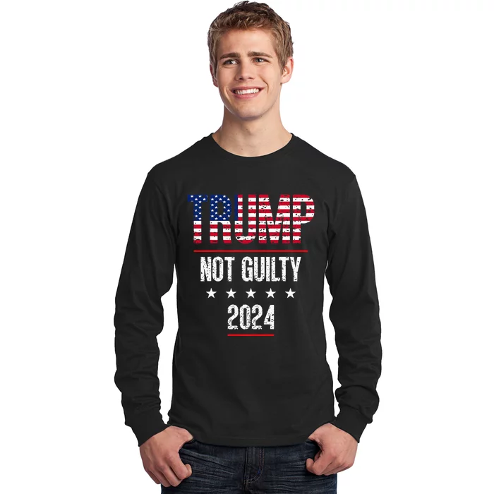 Trump Not Guilty Support Free Trump Saying For Republicans Long Sleeve Shirt