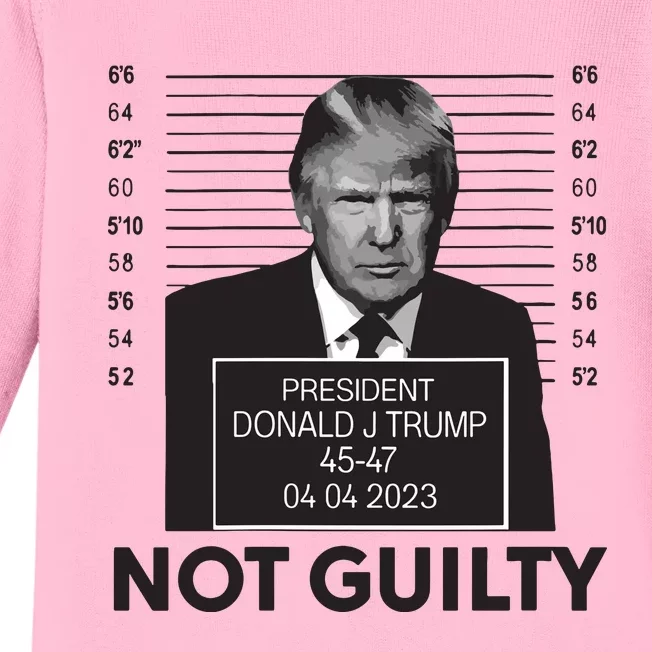 Trump Not Guilty Mug Shot Free Trump I Stand With Trump Vneck Baby Long Sleeve Bodysuit