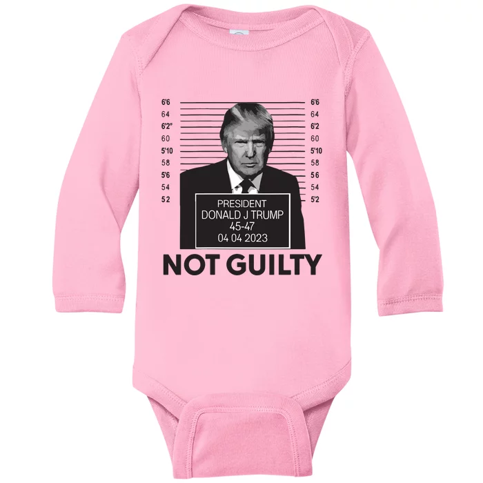 Trump Not Guilty Mug Shot Free Trump I Stand With Trump Vneck Baby Long Sleeve Bodysuit