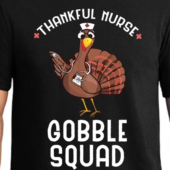 Thankful Nurse Gobble Squad Turkey Thanksgiving Nurse Funny Gift Pajama Set