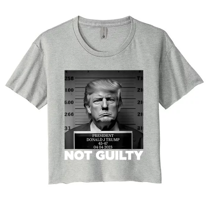 Trump Not Guilty Mug Shot Free Trump I Stand With Trump Women's Crop Top Tee