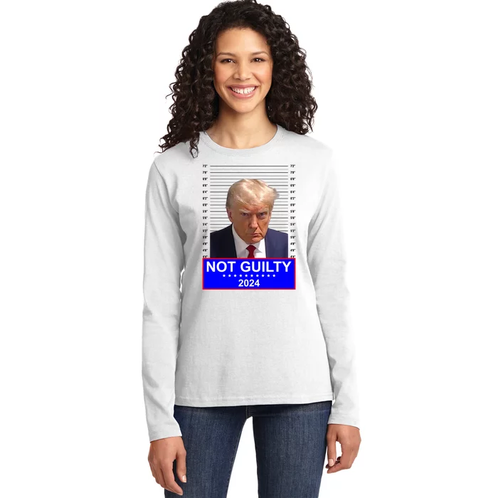 Trump Not Guilty Mugshot 2024 Election Ladies Long Sleeve Shirt