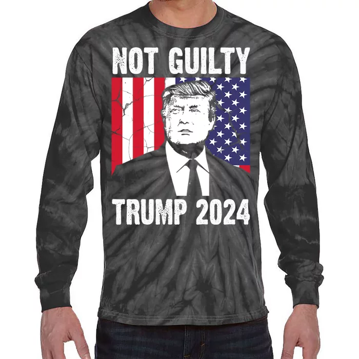 Trump Not Guilty 2024 Free Trump Usa Election Tie-Dye Long Sleeve Shirt