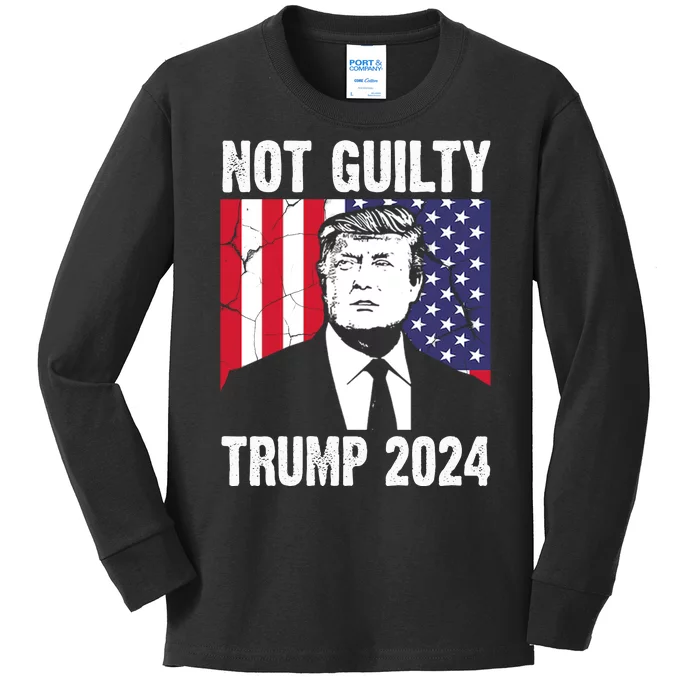 Trump Not Guilty 2024 Free Trump Usa Election Kids Long Sleeve Shirt