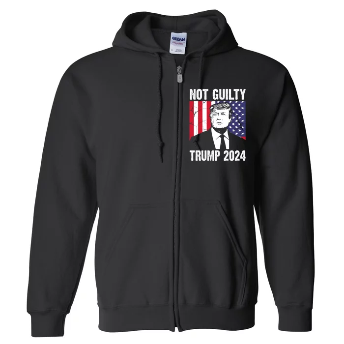 Trump Not Guilty 2024 Free Trump Usa Election Full Zip Hoodie