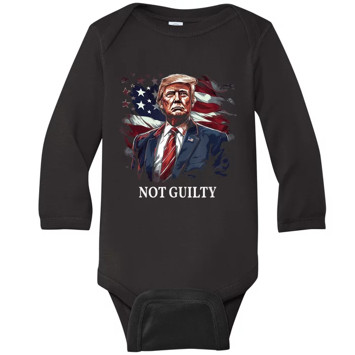 Trump Not Guilty Baby Long Sleeve Bodysuit