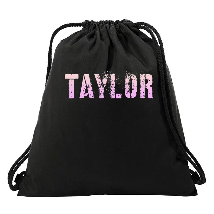 Taylor Name Grunge Custom Birthday Lady Drawstring Bag