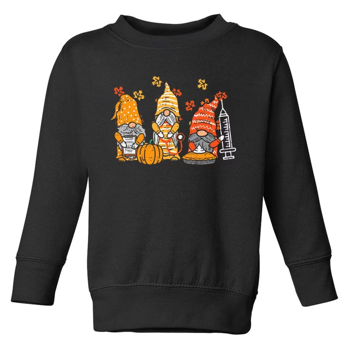 Thanksgiving Nurse Gnomes Fall Scrub Autumn RN Toddler Sweatshirt