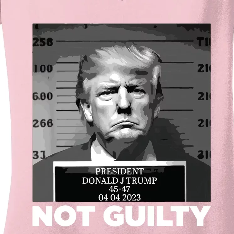 Trump Not Guilty Mug Shot Free Trump I Stand With Trump Women's V-Neck T-Shirt