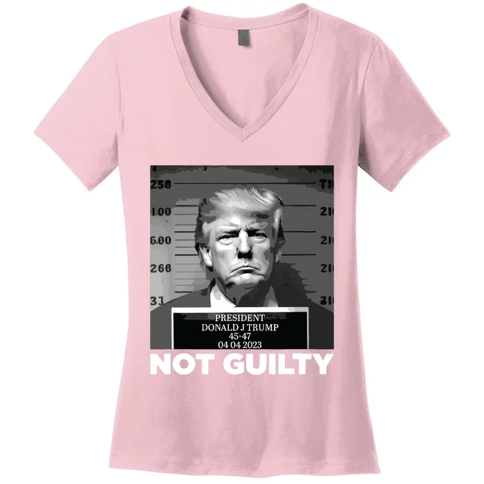 Trump Not Guilty Mug Shot Free Trump I Stand With Trump Women's V-Neck T-Shirt