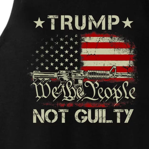 Trump Not Guilty, Free Trump We The People American Flag Ladies Tri-Blend Wicking Tank