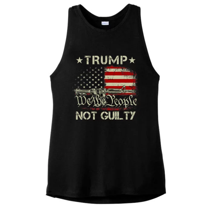 Trump Not Guilty, Free Trump We The People American Flag Ladies Tri-Blend Wicking Tank