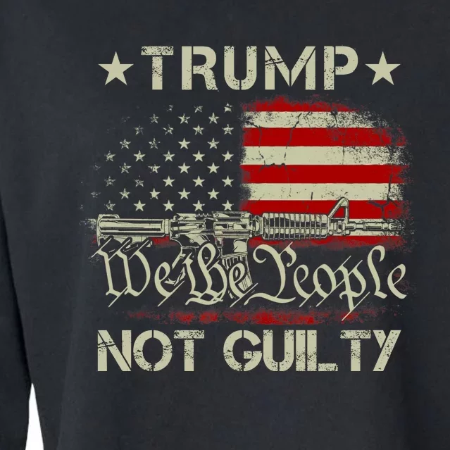 Trump Not Guilty, Free Trump We The People American Flag Cropped Pullover Crew