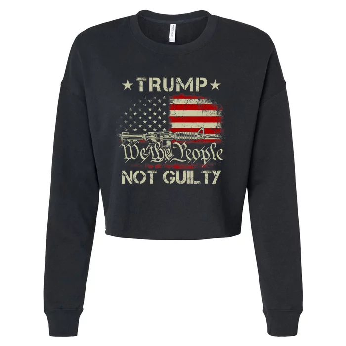 Trump Not Guilty, Free Trump We The People American Flag Cropped Pullover Crew