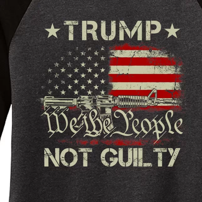 Trump Not Guilty, Free Trump We The People American Flag Women's Tri-Blend 3/4-Sleeve Raglan Shirt