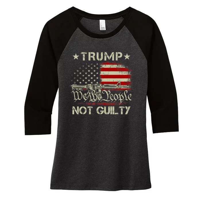 Trump Not Guilty, Free Trump We The People American Flag Women's Tri-Blend 3/4-Sleeve Raglan Shirt