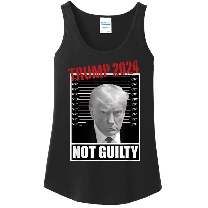 Trump Not Guilty Tee Support Donald Trump 2024 Mug Shot Ladies Essential Tank