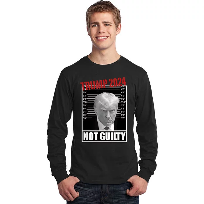 Trump Not Guilty Tee Support Donald Trump 2024 Mug Shot Tall Long Sleeve T-Shirt