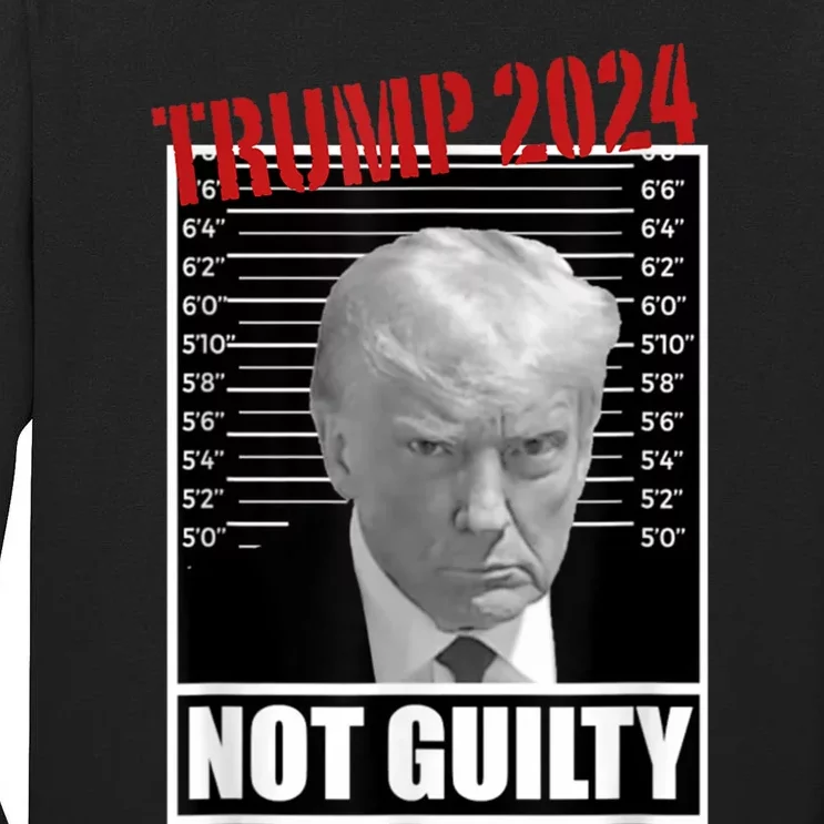 Trump Not Guilty Tee Support Donald Trump 2024 Mug Shot Tall Long Sleeve T-Shirt