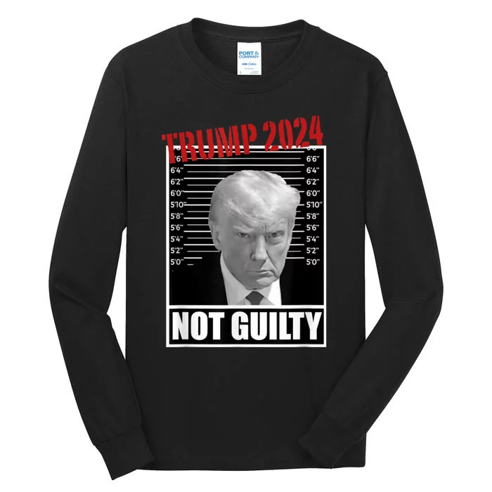 Trump Not Guilty Tee Support Donald Trump 2024 Mug Shot Tall Long Sleeve T-Shirt