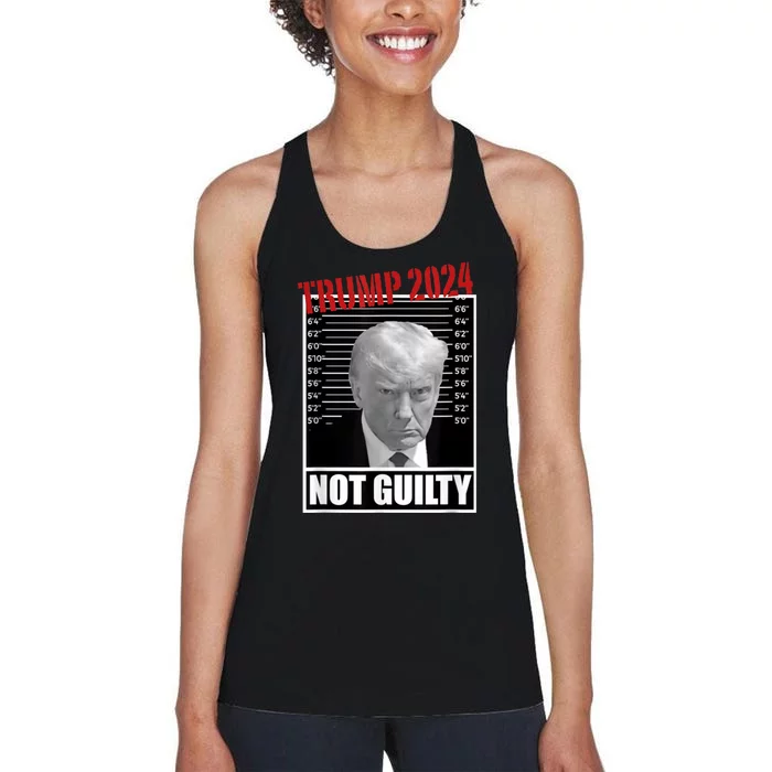 Trump Not Guilty Tee Support Donald Trump 2024 Mug Shot Women's Racerback Tank