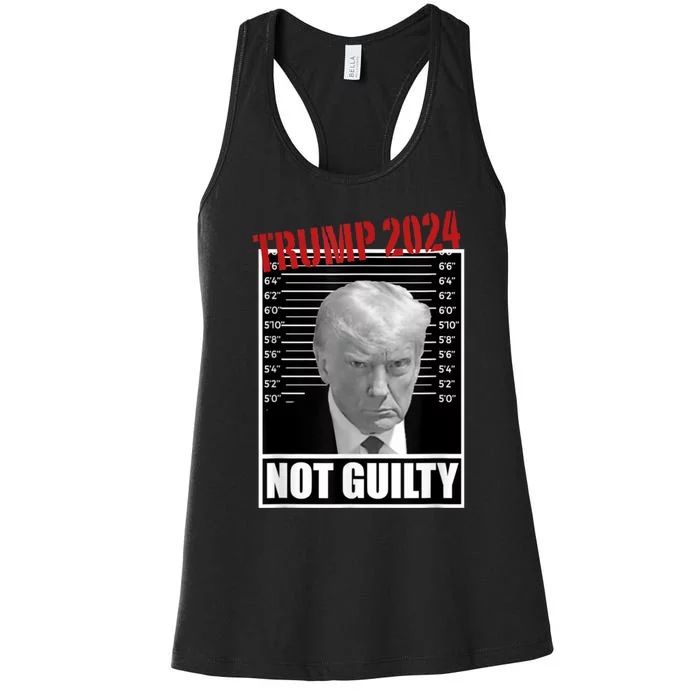 Trump Not Guilty Tee Support Donald Trump 2024 Mug Shot Women's Racerback Tank