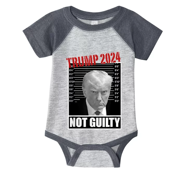 Trump Not Guilty Tee Support Donald Trump 2024 Mug Shot Infant Baby Jersey Bodysuit