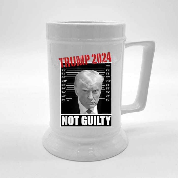 Trump Not Guilty Tee Support Donald Trump 2024 Mug Shot Front & Back Beer Stein