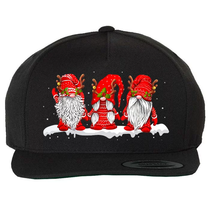 Three Nordic Gnomes Winter Christmas Swedish Elves TShirt Wool Snapback Cap