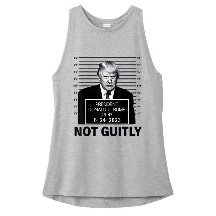 Trump not guilty Trump 2024 Mugshot Ladies Tri-Blend Wicking Tank