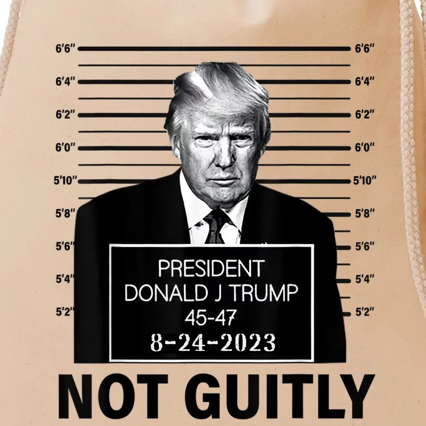 Trump not guilty Trump 2024 Mugshot Drawstring Bag