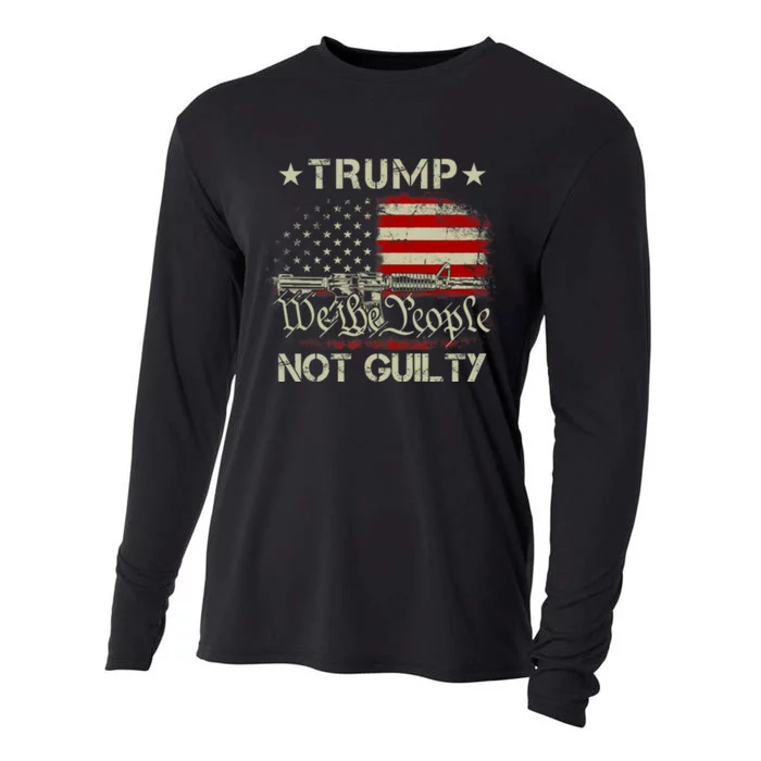 Trump Not Guilty, Free Trump We The People American Flag Cooling Performance Long Sleeve Crew