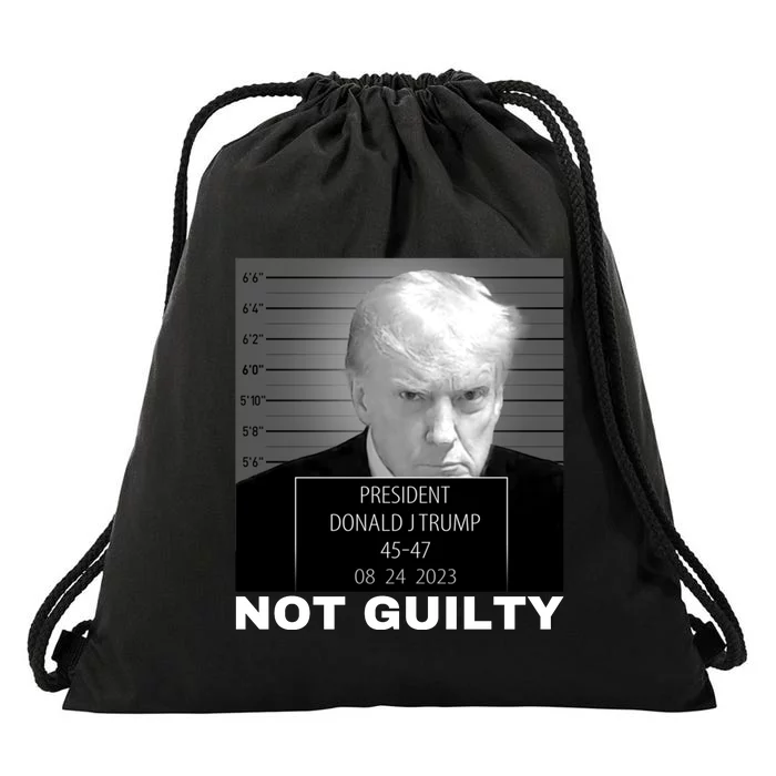 Trump not guilty Trump 2024 Mugshot Drawstring Bag