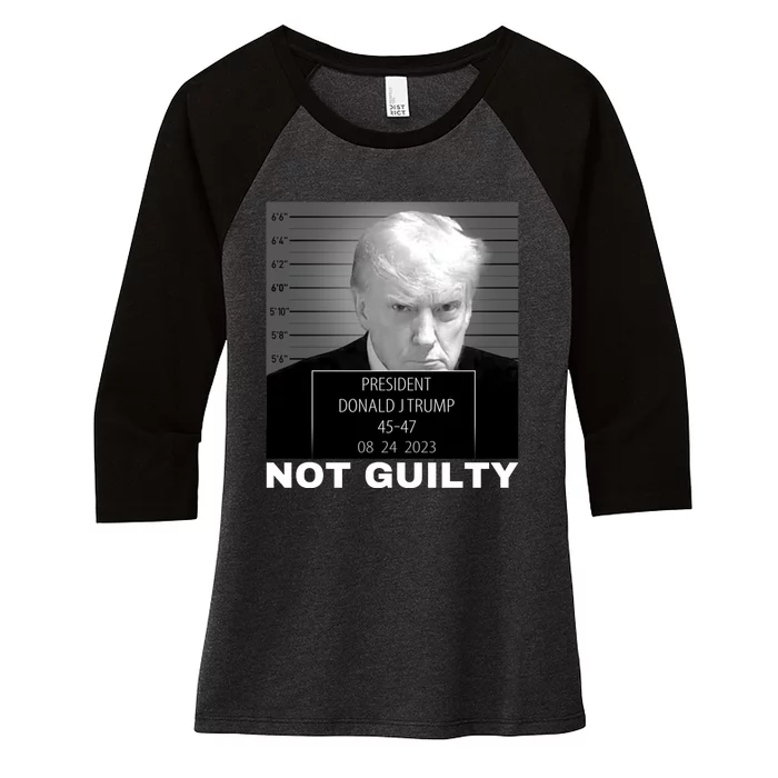 Trump not guilty Trump 2024 Mugshot Women's Tri-Blend 3/4-Sleeve Raglan Shirt