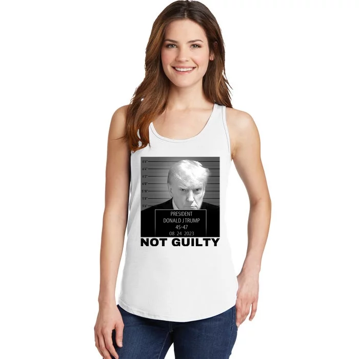 Trump not guilty Trump 2024 Mugshot Ladies Essential Tank