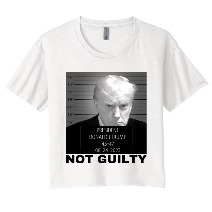 Trump not guilty Trump 2024 Mugshot Women's Crop Top Tee