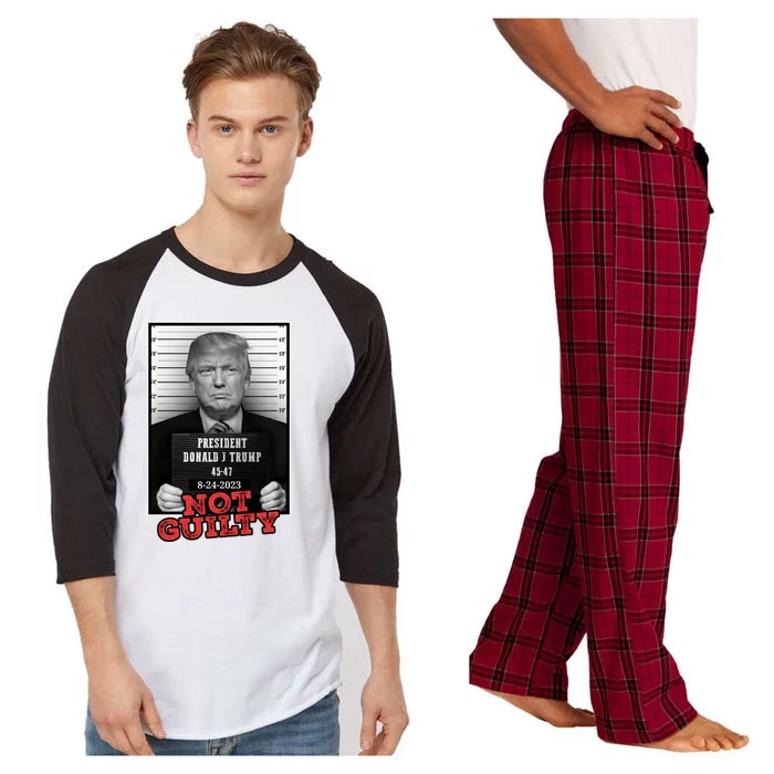 Trump not guilty Trump 2024 Mugshot Raglan Sleeve Pajama Set