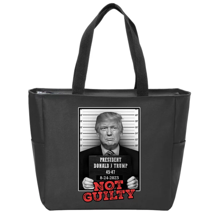 Trump not guilty Trump 2024 Mugshot Zip Tote Bag