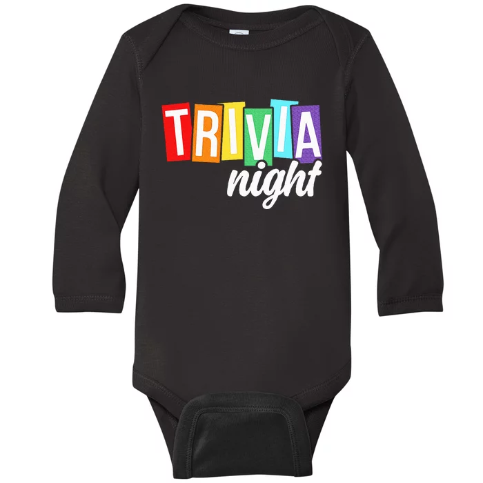 Trivia Night Host Game Night Squad Trivia Team Baby Long Sleeve Bodysuit