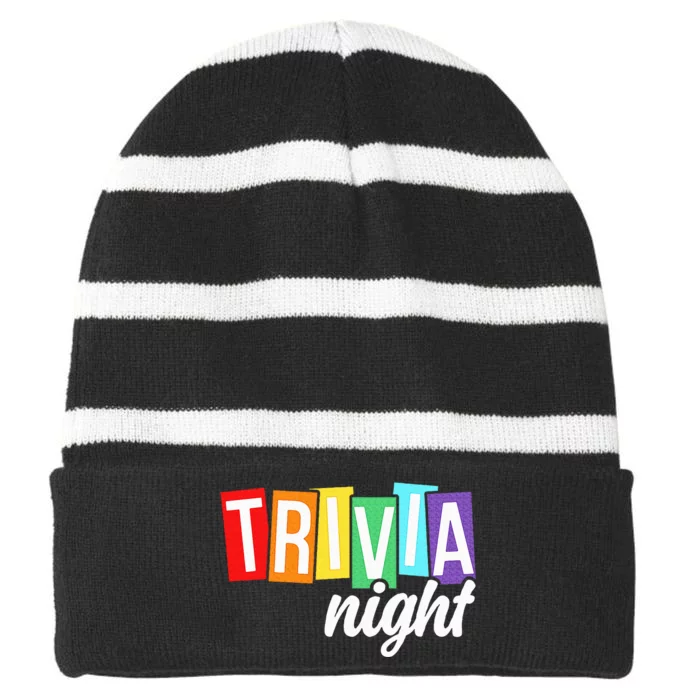 Trivia Night Host Game Night Squad Trivia Team Striped Beanie with Solid Band