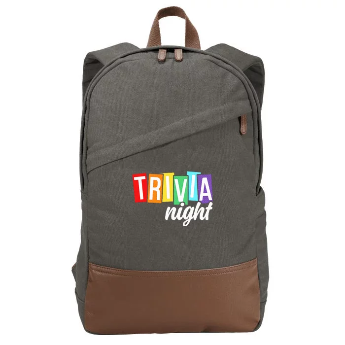 Trivia Night Host Game Night Squad Trivia Team Cotton Canvas Backpack