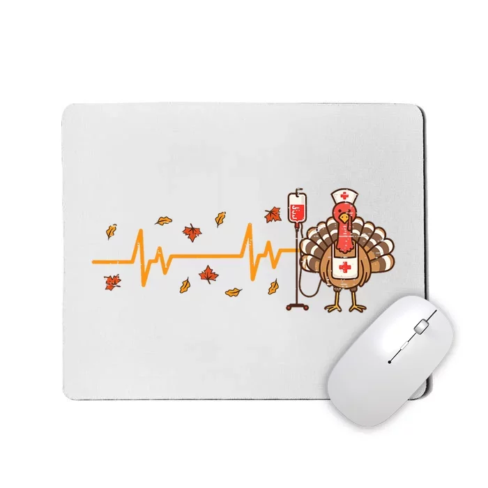 Thanksgiving Nurse Heartbeat Turkey Fall Scrub Top Women Mousepad